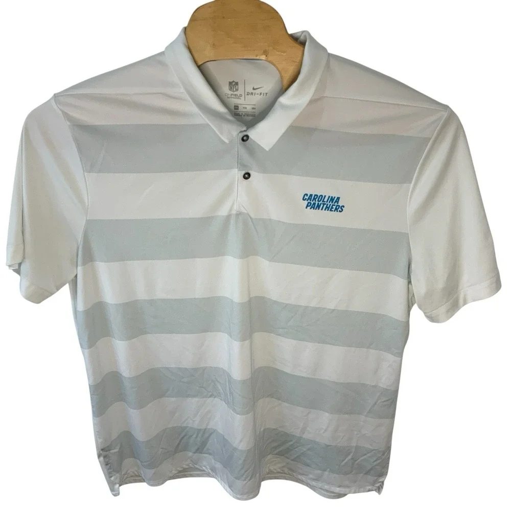 Carolina Panthers Nike Dri-FIT Polo Shirt Mens 2XL Striped NFL Football On Field